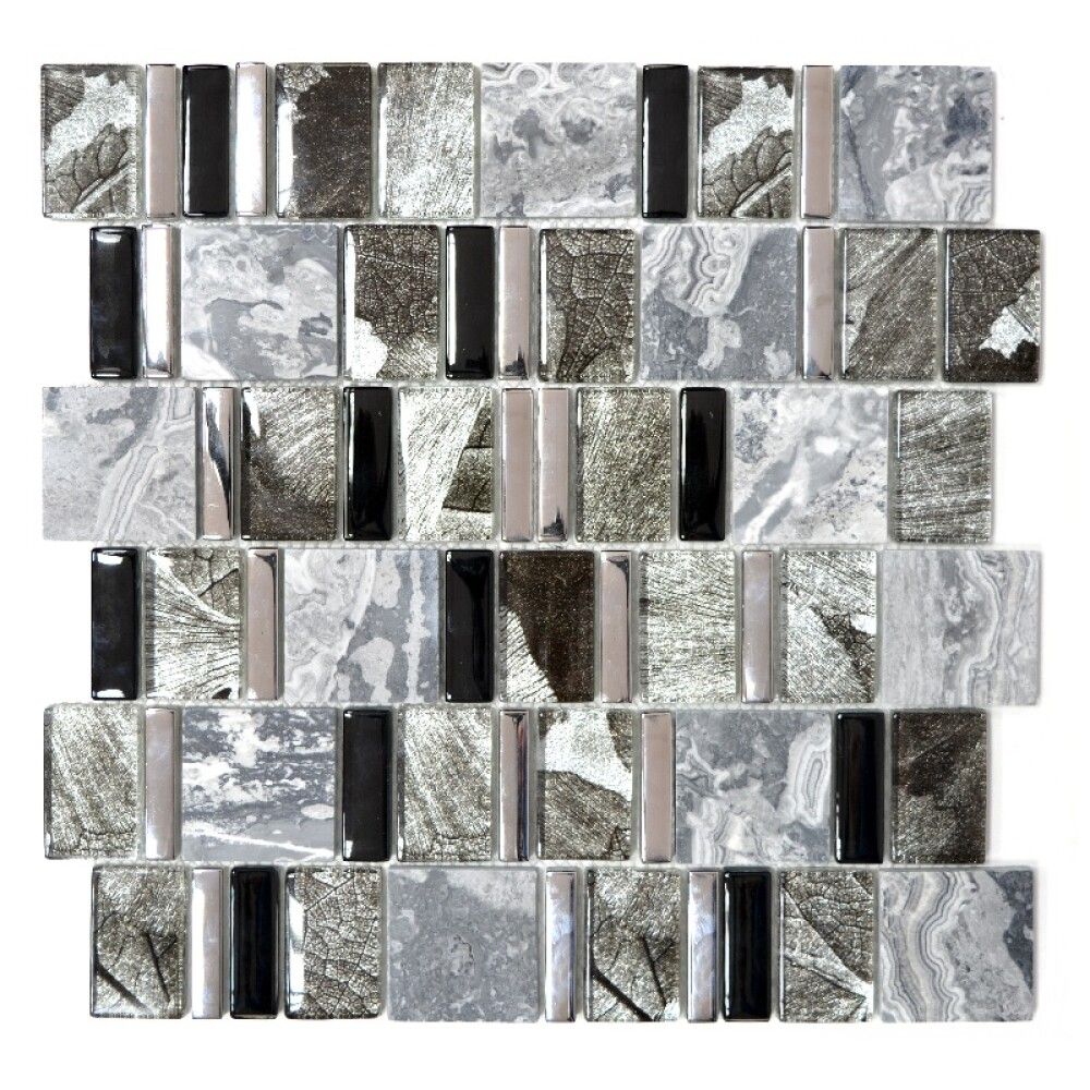Mosaiikki Multiformat Crystal Mix XCM NIKO10 Harmaa/Musta 29,8 x 29,8 cm