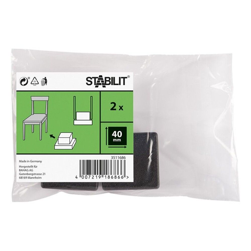 Huopatassu Stabilit Clip musta 40 x 40 mm 2 kpl