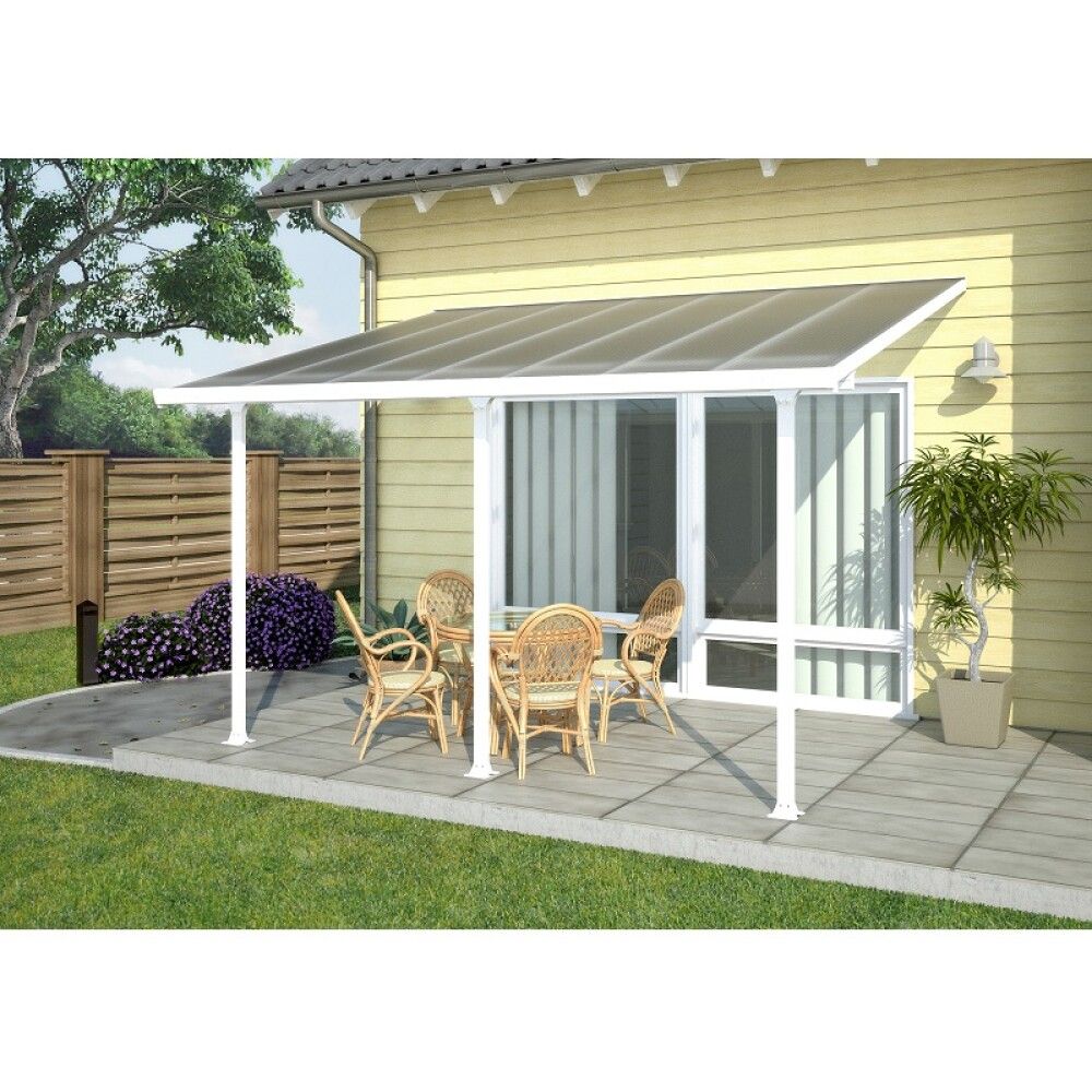 Terassikatos Solid Elements Martina valkoinen/kirkas 4,25 x 3 m