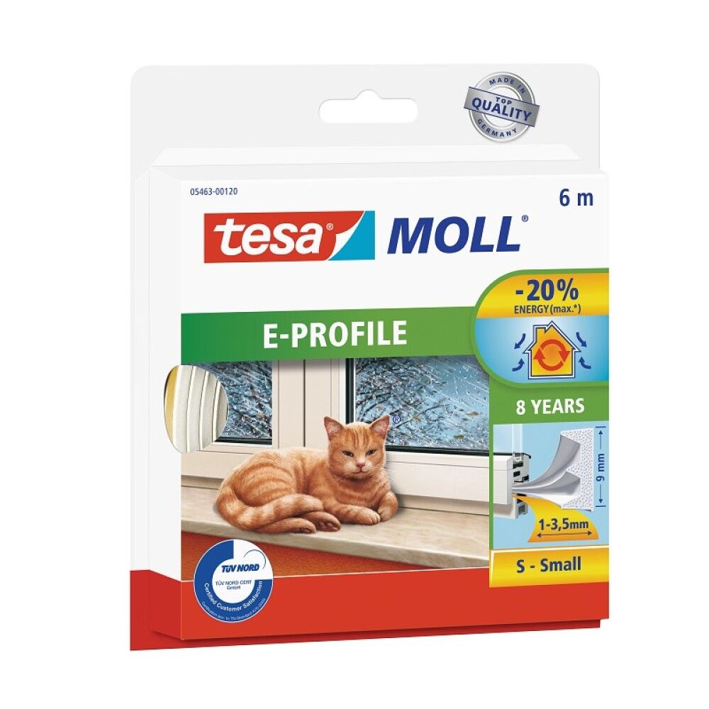 Ikkunatiiviste tesamoll® E-profiili valkoinen 6 m x 9 mm x 4 mm