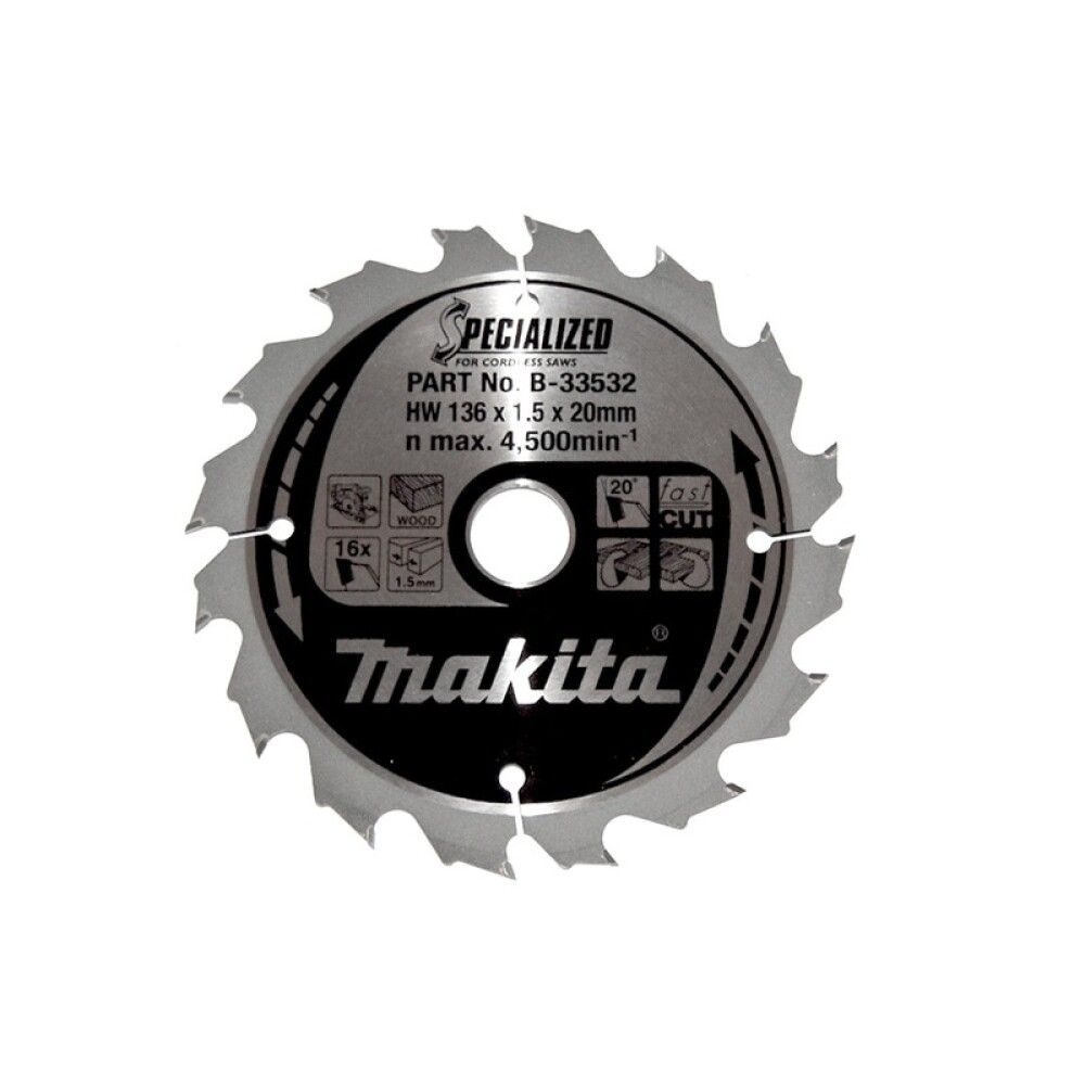 Pyörösahanterä Makita B-33532 136 x 20 x 1,5 mm Z-16