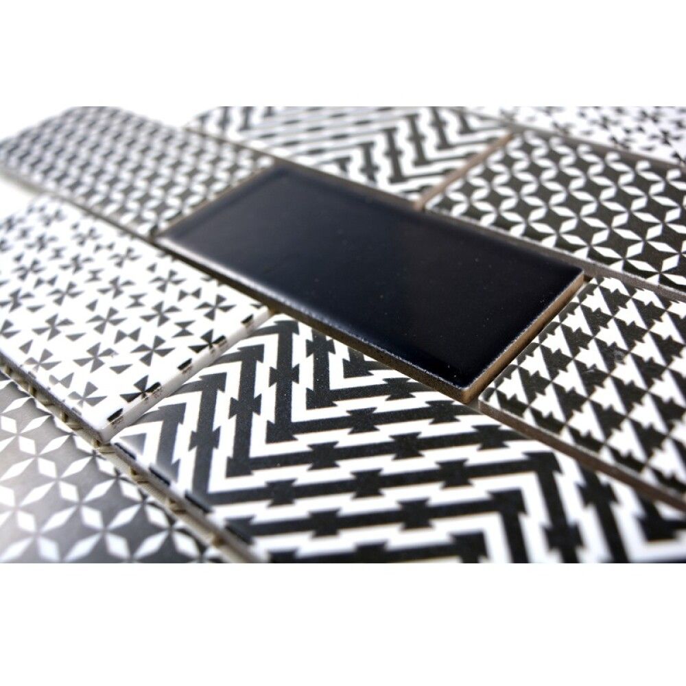 Mosaiikkilaatta Fliesen Subway Misto valkoinen/harmaa/musta 28,3 x 29,1 cm