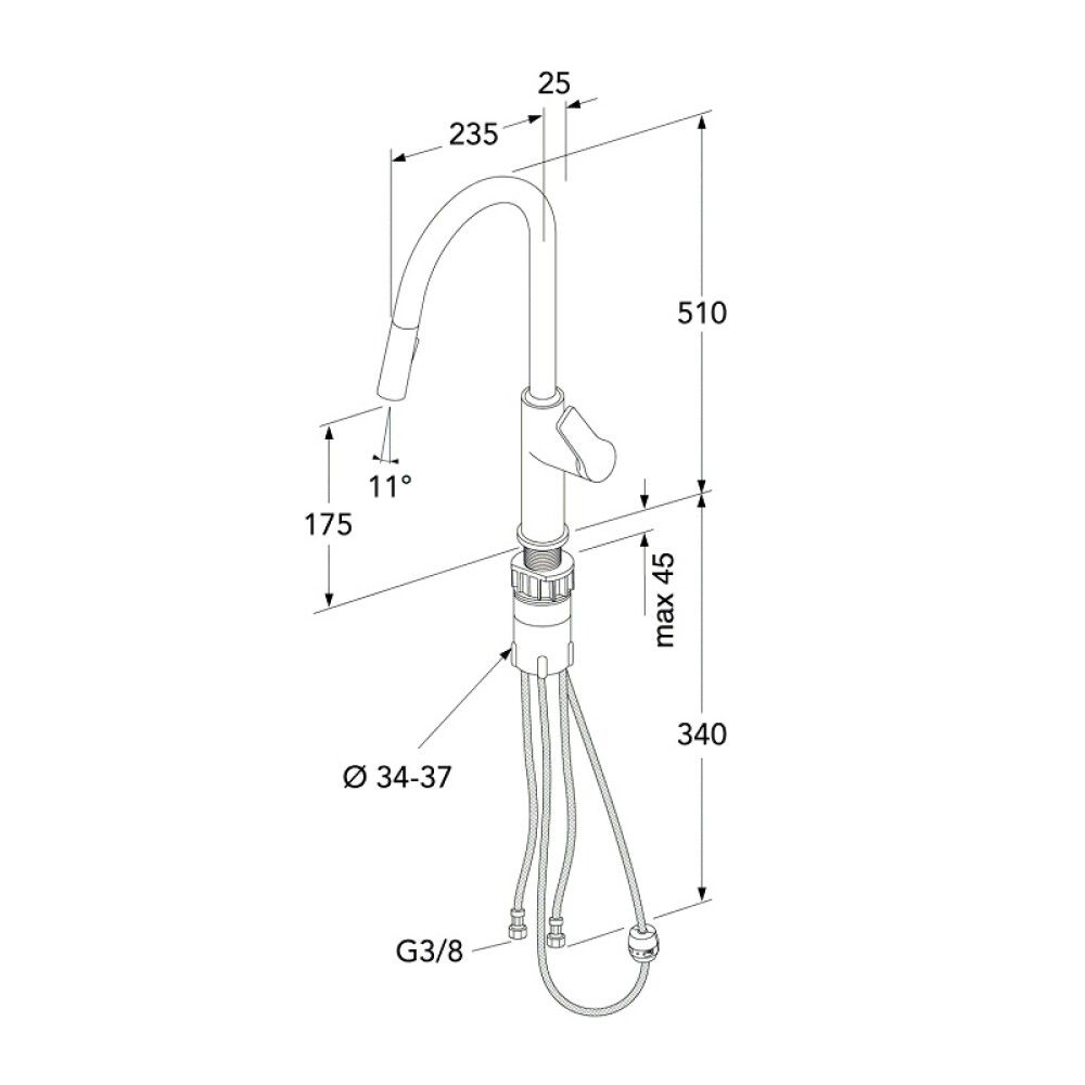 Keittiöhana Gustavsberg Epic Ulosvedettävä harjattu messinki