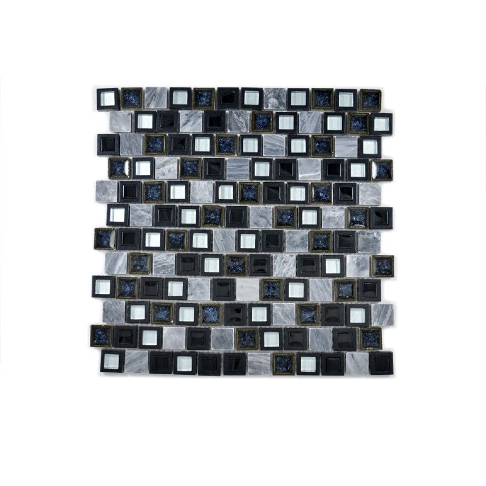 Mosaiikkilaatta Fliesen Quadrat Crystal Mix harmaa/hopea 30 x 30 cm