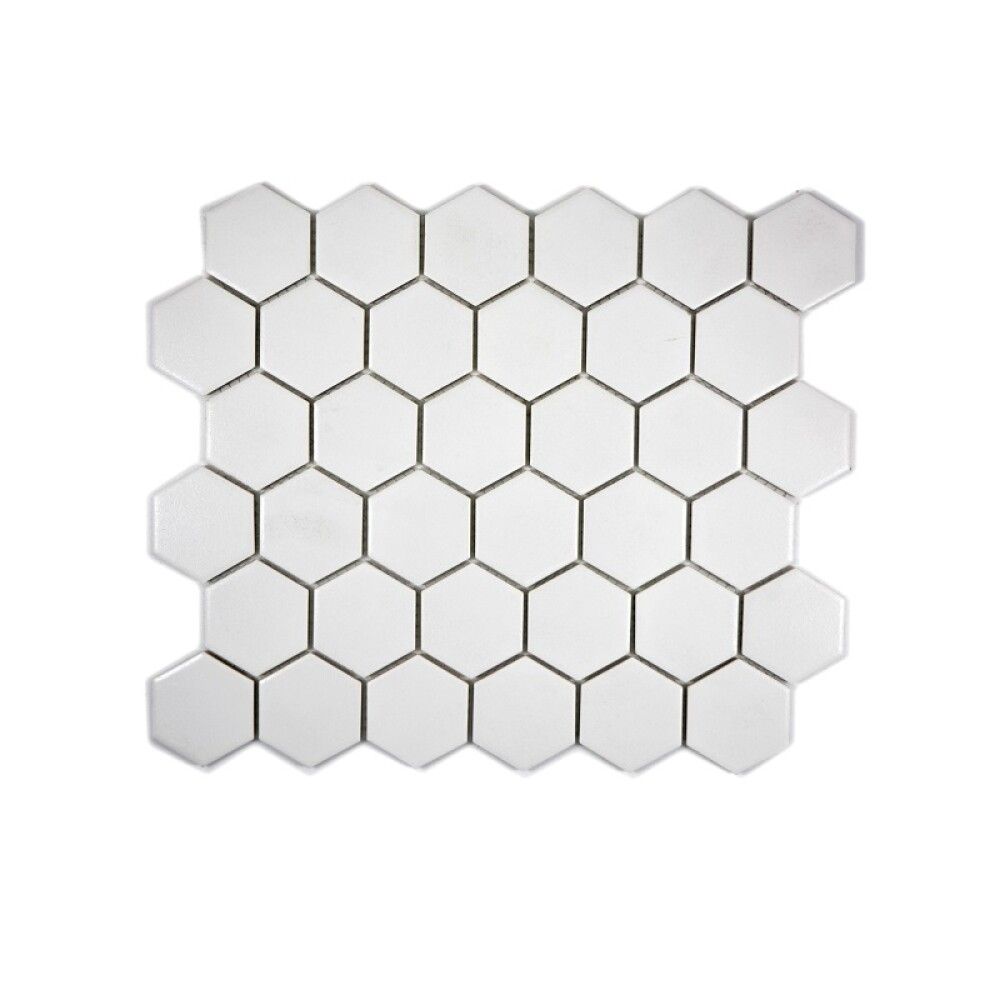 Mosaiikkilaatta Fliesen Hexagon Uni matta valkoinen 32,5 x 28,1 cm