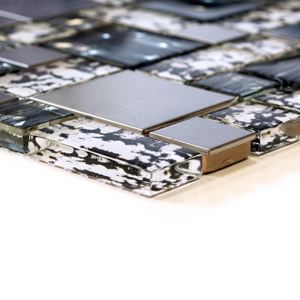 Mosaiikki Crystal Steel Mix XCM MC629 musta/harmaa 30 x 30 cm