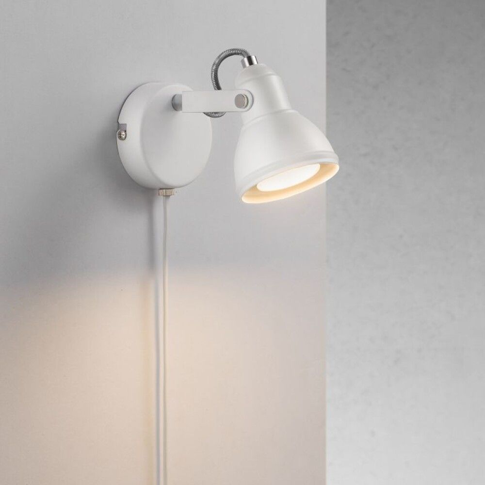 Seinäspotti Nordlux Aslak 1-os valkoinen Ø 8 cm