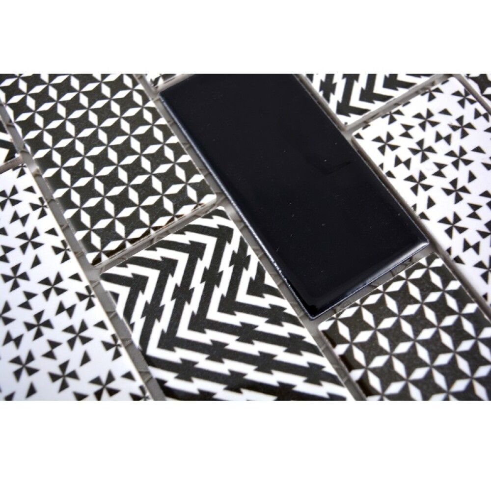 Mosaiikkilaatta Fliesen Subway Misto valkoinen/harmaa/musta 28,3 x 29,1 cm