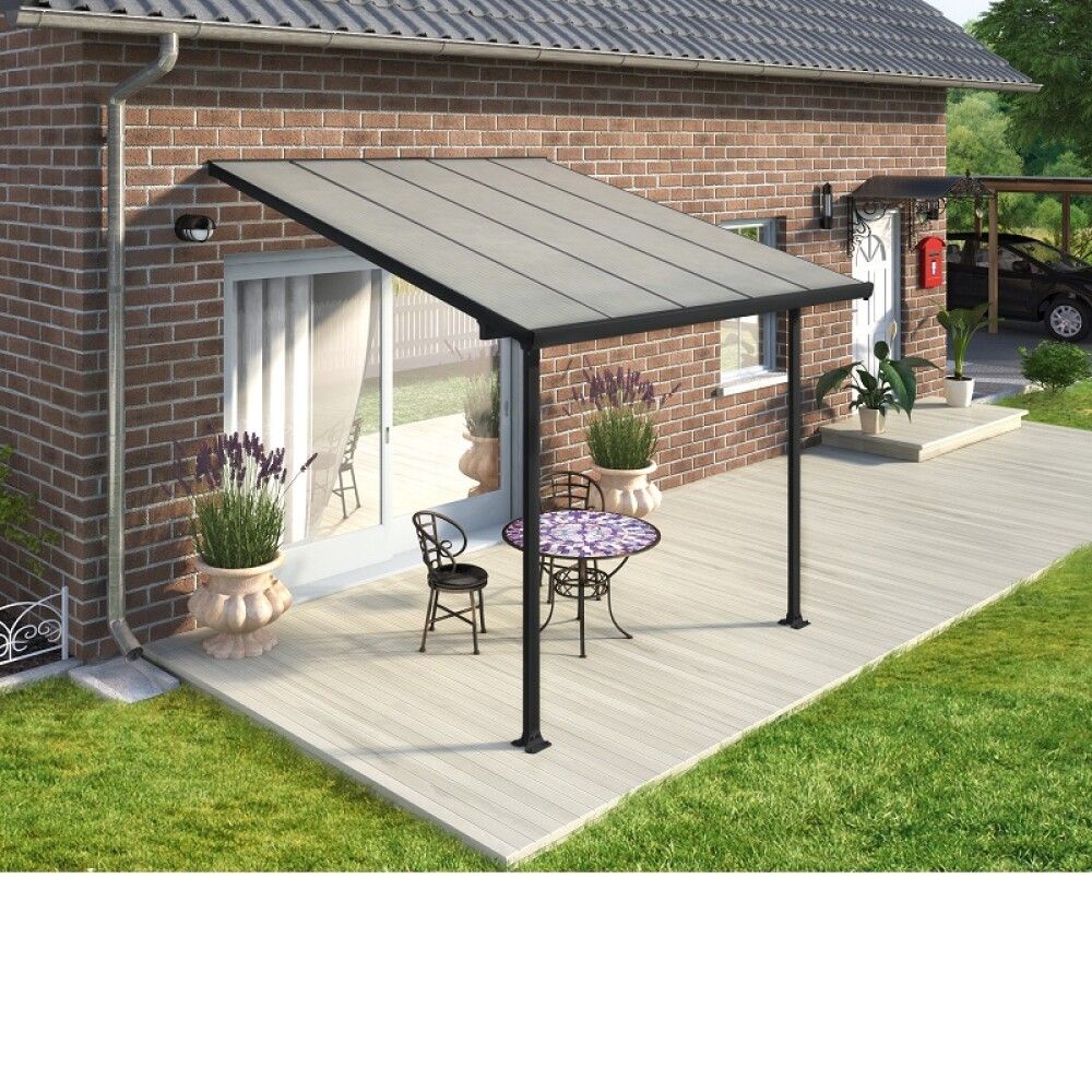 Terassikatos Solid Elements Martina harmaa/kirkas 3,05 x 3  m