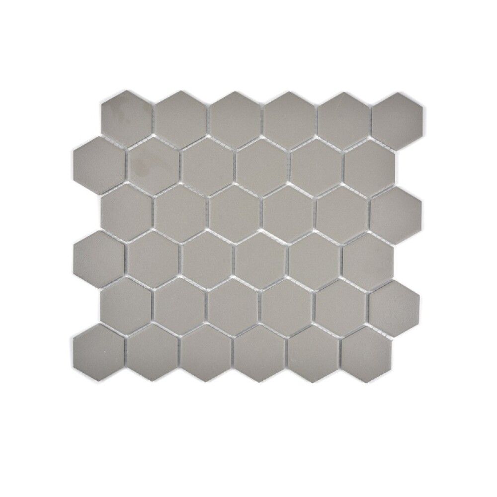 Mosaiikkilaatta Fliesen Hexagon Uni matta harmaa 32,5 x 28,1 cm