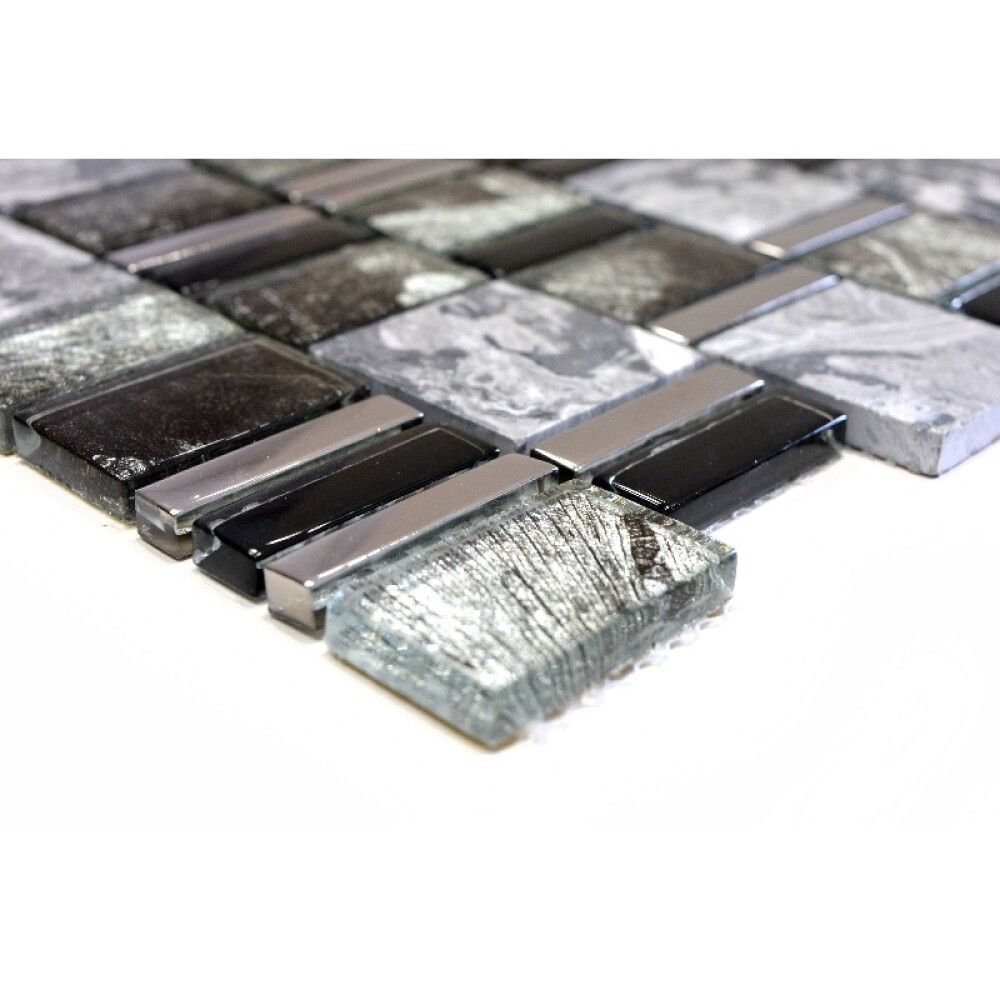 Mosaiikki Multiformat Crystal Mix XCM NIKO10 Harmaa/Musta 29,8 x 29,8 cm