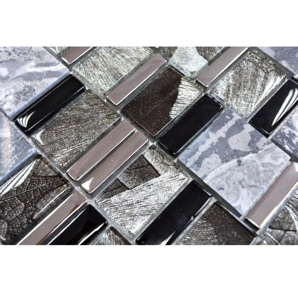 Mosaiikki Multiformat Crystal Mix XCM NIKO10 Harmaa/Musta 29,8 x 29,8 cm