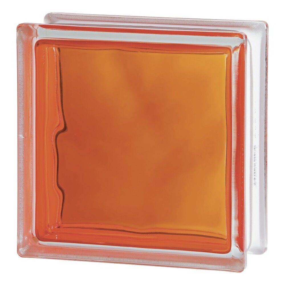Lasitiili Seves Glassblock Brilly Wave Oranssi 19 x 19 x 8 cm