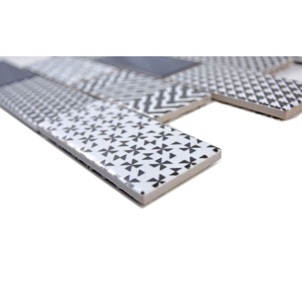 Mosaiikkilaatta Fliesen Subway Misto valkoinen/harmaa/musta 28,3 x 29,1 cm