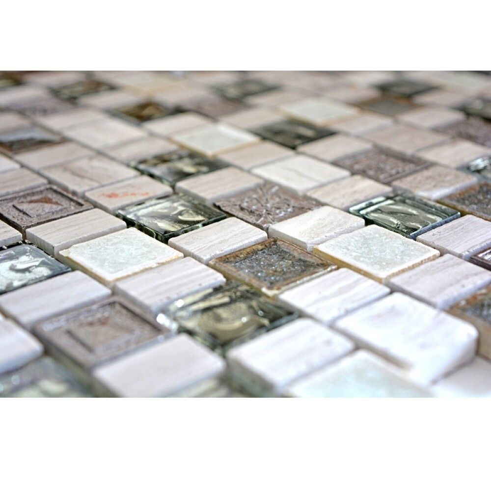 Mosaiikkilaatta Crystal Mix XNM DF1 29,8 x 30,4 cm Harmaa/Valkoinen