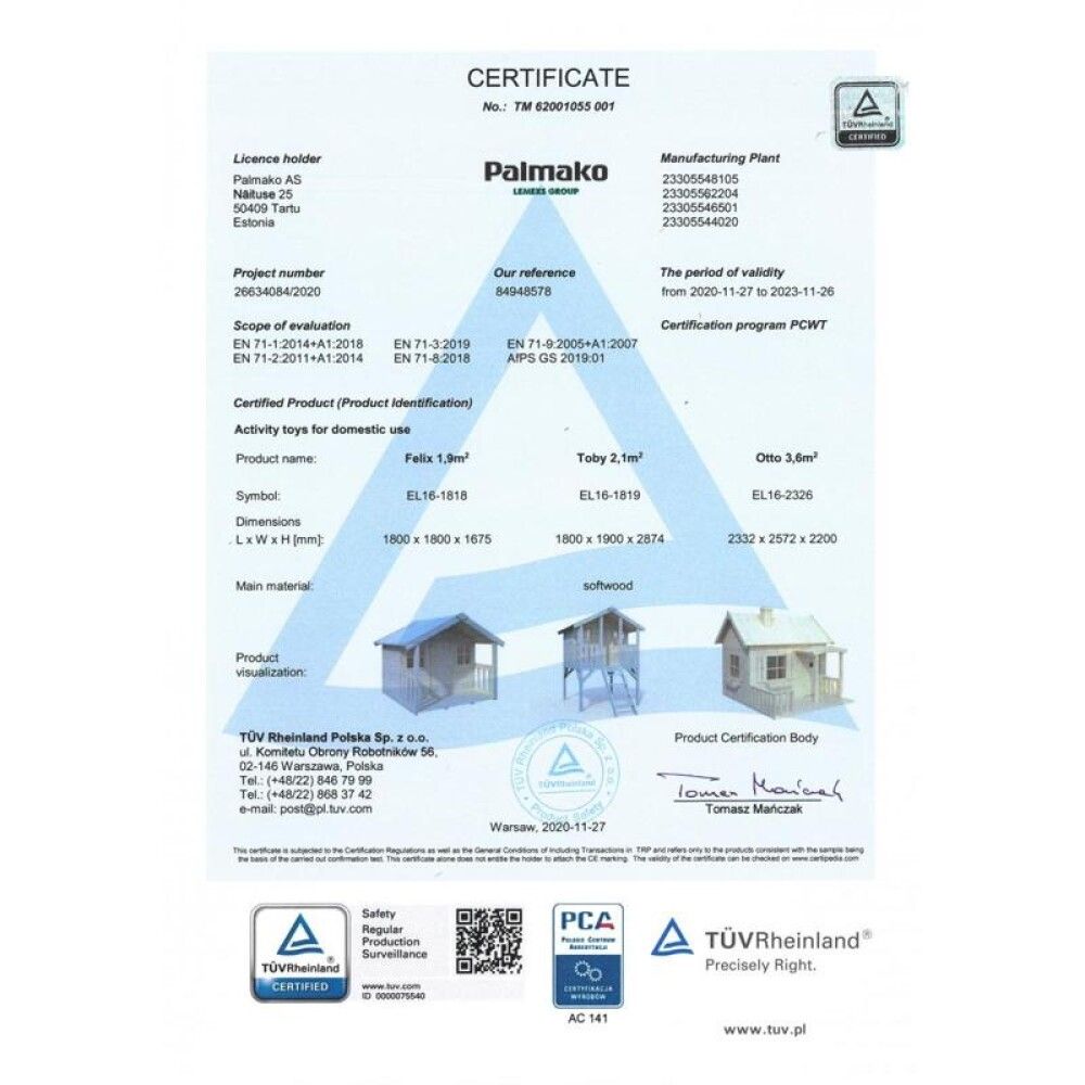 Leikkimökki Palmako Otto 3,6 m²