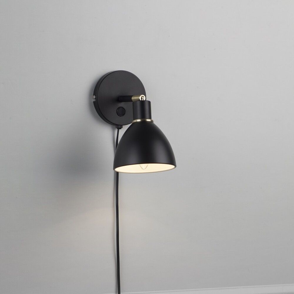 Seinäspotti Nordlux Ray musta Ø 12 cm