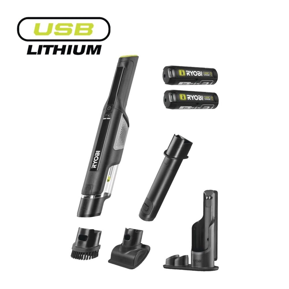 Rikkaimuri latausasemalla Ryobi USB Lithium RHV44-220G