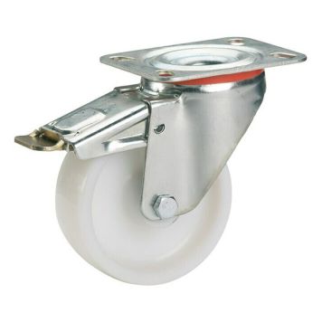 Kuljetuspyörä Jarrulla Ø 125 mm Valkoinen