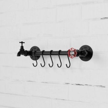 Koukkuteline setti Walteco Rusticline Tube musta 28 x 40 x 6 cm