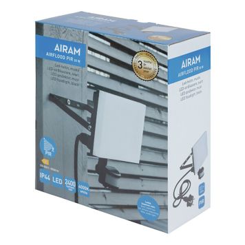 LED-valonheitin Airam Airflood PIR IP44 30W/840 2400lm BK