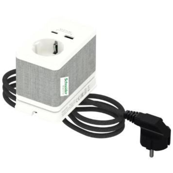 Pöytäpistorasia Schneider Electric Schuko/pinta-asennus Valkoinen