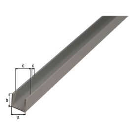 U-Lista Kantoflex Alumiini 15 x 8 x 1,5 mm 1 m
