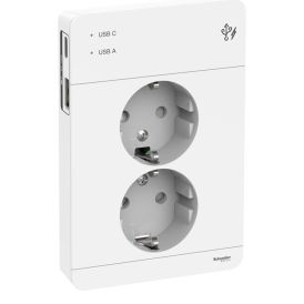 Pistorasia Schneider Electric Exxact 2 -osainen 2x USB A+C Valkoinen