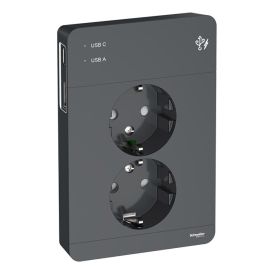 Pistorasia Schneider Electric Exxact 2 -osainen 2x USB A+C Antrasiitti