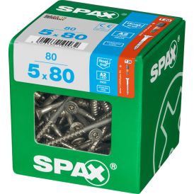 Ruostumaton Universal Ruuvi Spax A2 TRX 5x80 XL 80 KPL