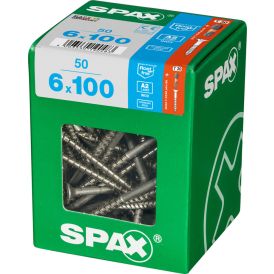 Ruostumaton Universal Ruuvi Spax A2 TRX 6,0x100 XL 50 KPL