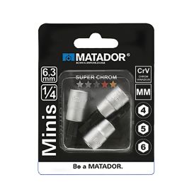 Hylsysarja Matador kuusiokolo 1/4" 4–6 mm 3-os