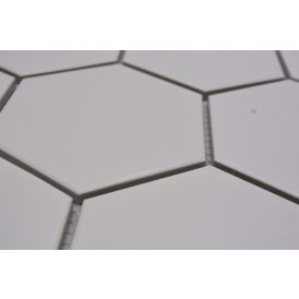 Mosaiikkilaatta Fliesen Hexagon Uni matta valkoinen 25,6 x 29,5 cm