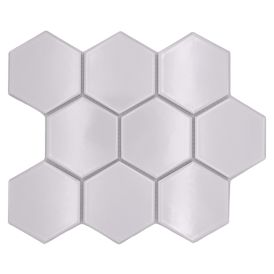 Mosaiikkilaatta Fliesen Hexagon Uni kiiltävä valkoinen 25,6 x 29,5 cm