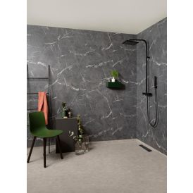 Märkätilalevy Fibo Black Marble