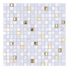 Mosaiikkilaatta Crystal Mix XCM M640 Valkoinen/Kulta 30 x 30 cm