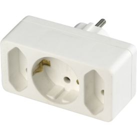 Haaroituskosketin 3-os Rev 1 x Schuko ja 2 x Euro pistoke Valkoinen