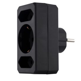 Haaroituskosketin Rev 3-os 1 x Schuko ja 2 x Euro pistoke Musta