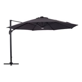 Aurinkovarjo 350 cm LED-valoilla harmaa
