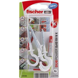 Tulppa avokoukulla Fischer Duopower 8 x 40 RH N K Valkoinen