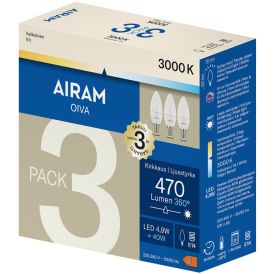 Kynttilälamppu Airam LED E14 470 lm 3000 K 3 kpl