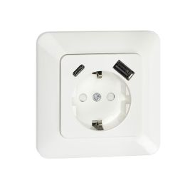 Pistorasia Opal 1S 16A IP20 2 x USB Valkoinen 84 x 84 mm