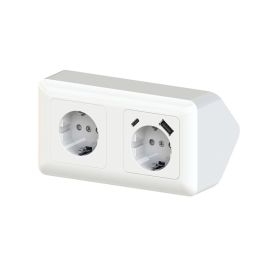 Pistorasia Opal 2S 16A IP20 PPR + 2 x USB A+C Valkoinen 155 x 84 mm