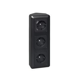 Pistorasia Opal 3S 16A IP20 PPR + 2 x USB A+C Musta 226 x 84 mm