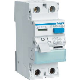 Vikavirtakytkin Hager CDA 225K 2x25A 30mA A