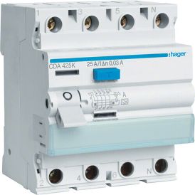 Vikavirtakytkin Hager CDA 425K 4x25A 30mA A