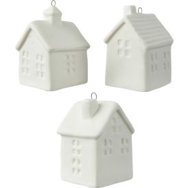 Joulukoriste talo valkoinen 6,5 cm lajitelma