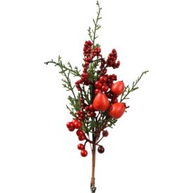 Joulukoriste huurrelehtioksa marjat klipsillä 25 cm