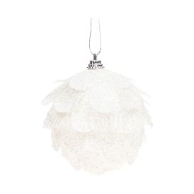 Joulupallo 8 cm valkoinen lumikukka