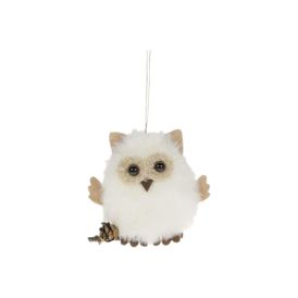 Joulukoriste pikkupöllö 8 cm valkoinen